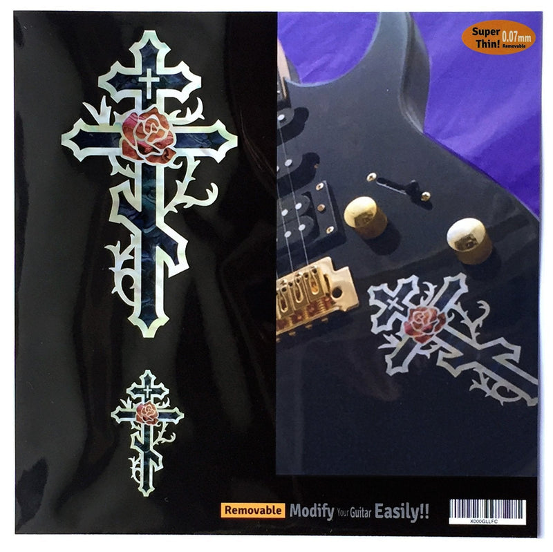 Inlay Stickers for Guitars & Bass - Cross & Rose (2pcs Set),B-138CR-AZ