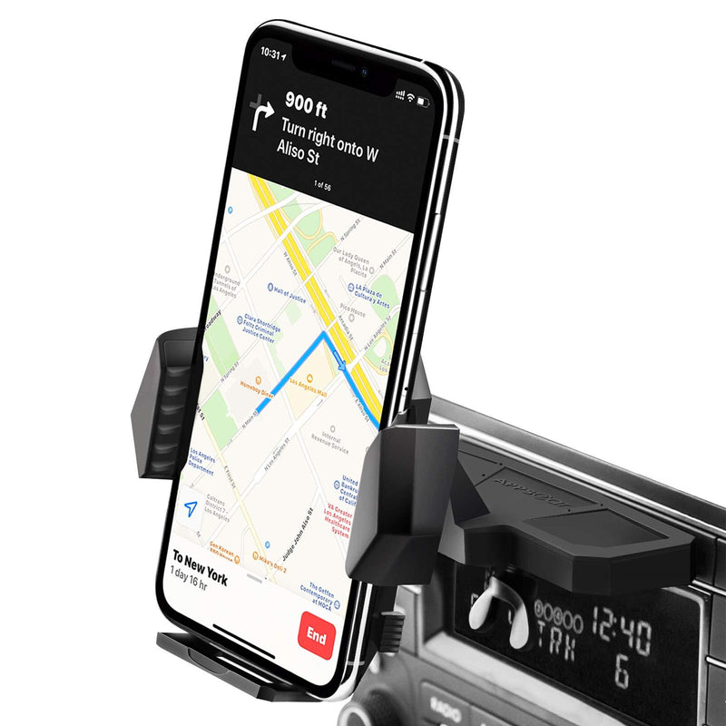 Sturdy CD Slot Phone Mount with One Hand Operation Design, APPS2Car Hands-Free Car Phone Holder Universally Compatible with All iPhone & Android Cell Phones, for Smartphone Mobile