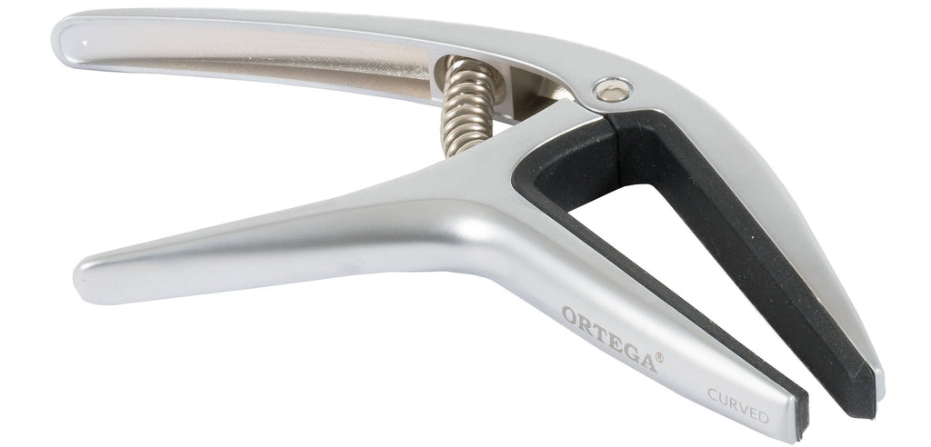 Ortega Guitars Twin Capo TWCAPO-CR - Reversible Two Way Capo Fits Curved and Classical Flat Fretboards, Chrome