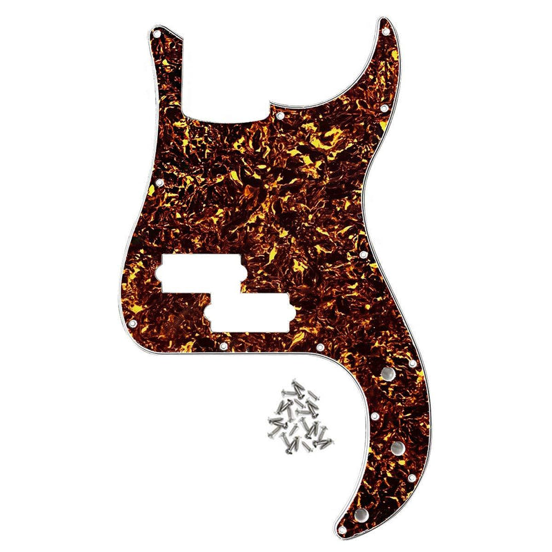 FLEOR 13-Hole Modern Style Standard Precision Bass Pickguard without Truss Rod Notch for 4 String P Bass Model, Brown Tortoise