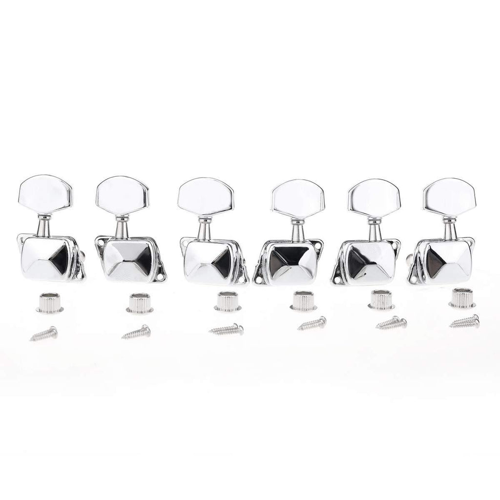 Musiclily Pro 3+3 Guitar Semi Closed Tuners Machine Heads Tuning Pegs Keys Set for Electric or Acoustic Guitar,Chrome Half Moon Button Chrome