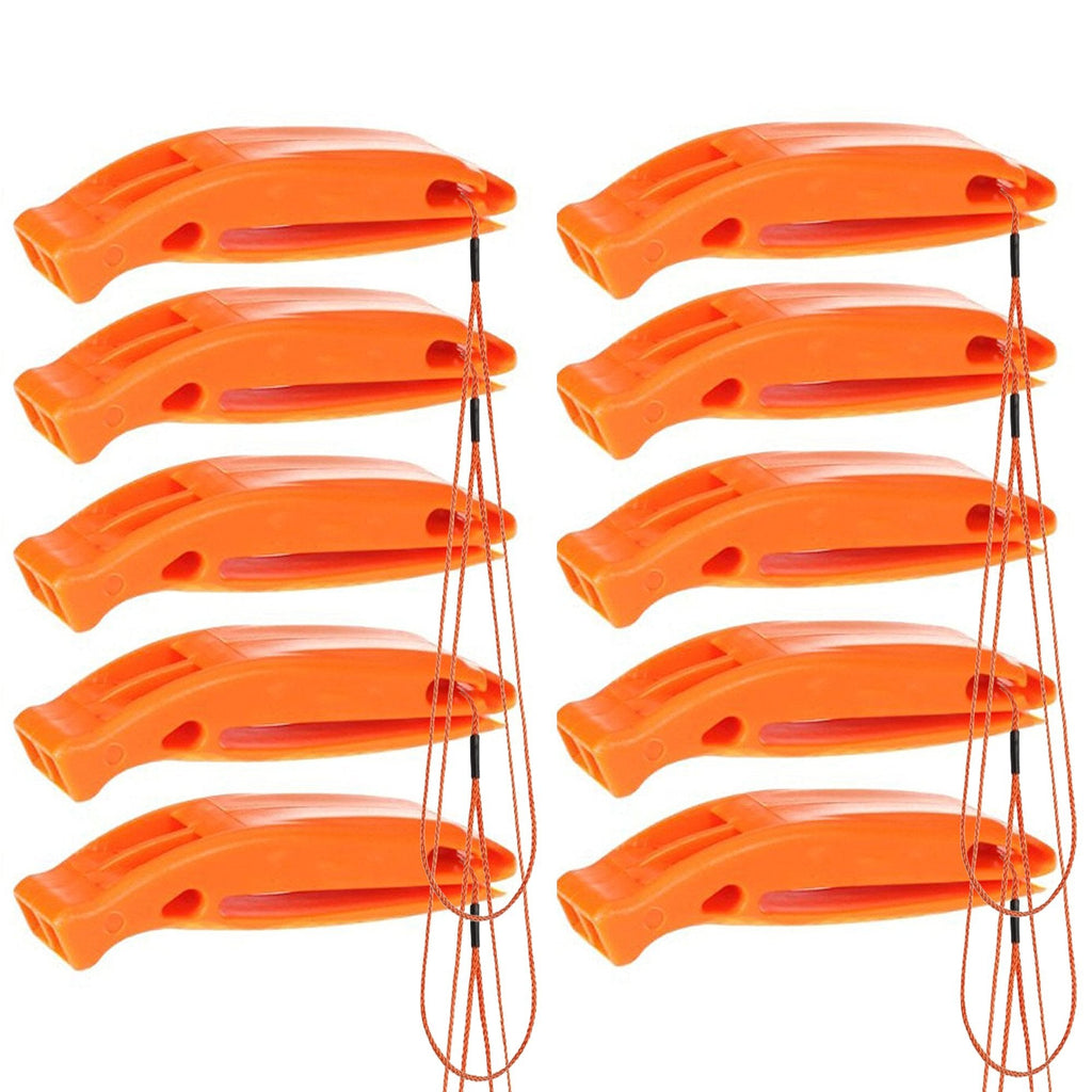 Bramble - 10 Emergency Orange Survival Safety Whistles - Distress Signalling