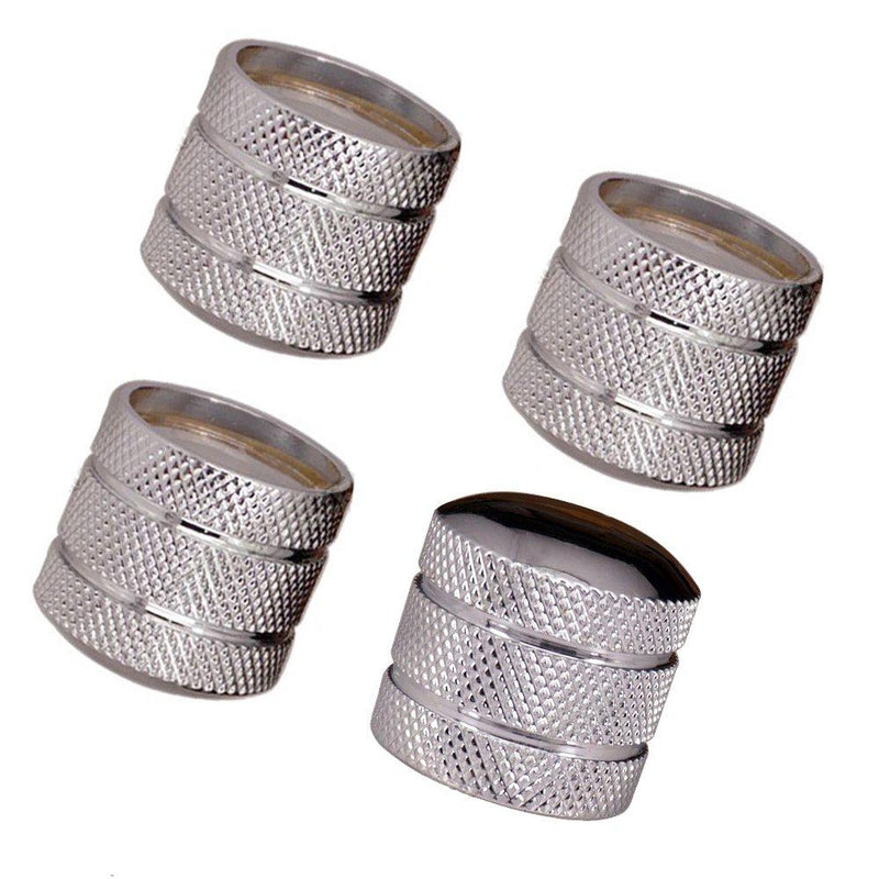 JD Metal Guitar Bass Dome Knobs Volume Tone Control Knob for 6mm Split or Solid Shaft O-Ring Pack of 4 (Silver) Silver