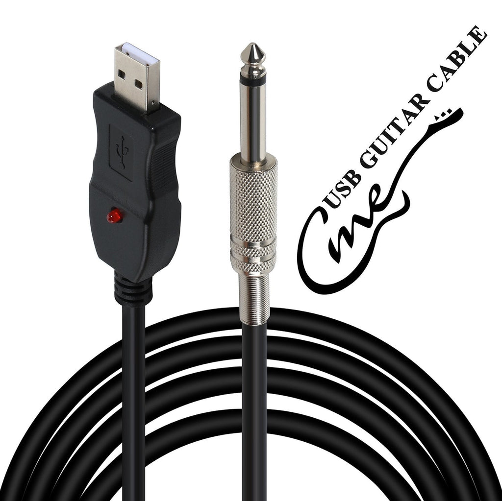 USB Guitar Cable Guitar Bass to PC USB Recording Cable Adapter Converter Connection Interface, USB to 6.5mm Jack Computer Recording Cable - 3M/10ft