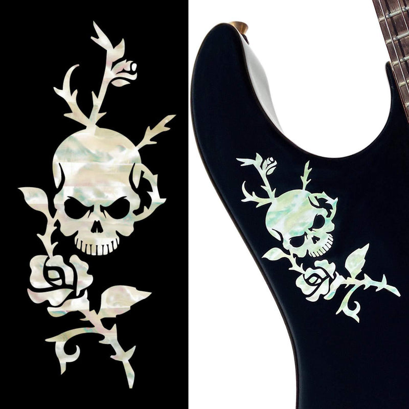 Inlay Sticker for Guitars & Bass - Rose & Skull - White Pearl,B-135RS-WT