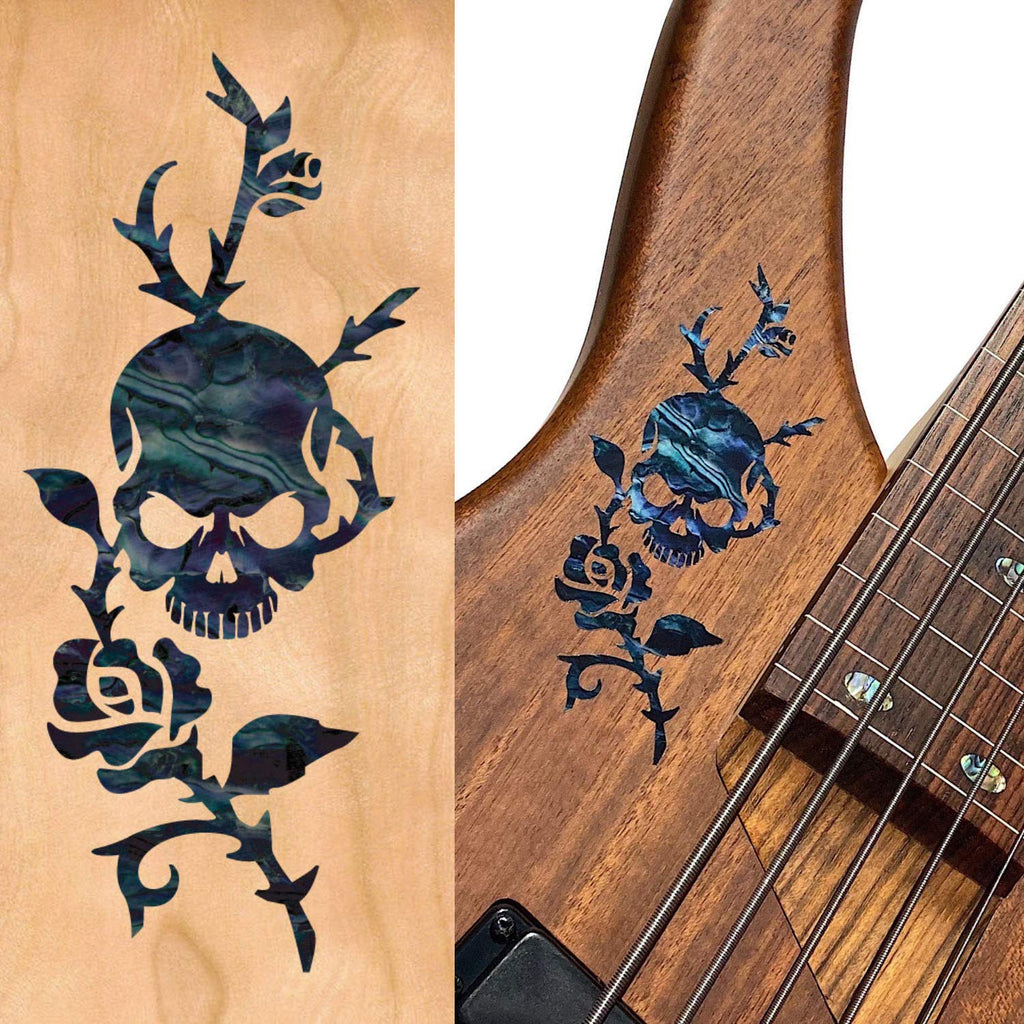 Inlaystickers Guitars & Bass - Rose & Skull - Black Pearl B-135RS-BP