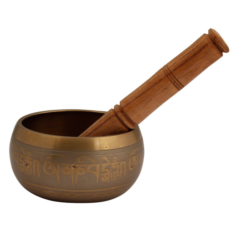 Bell Metal Tibetan Buddhist Singing Bowl Musical Instrument for Meditation with Stick and Cushion - Superior Quality 5 inches 10781