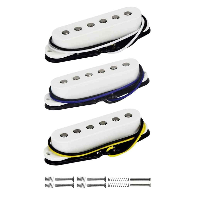 FLEOR Strat Guitar SSS Pickup Set-Neck/Middle/Bridge Alnico 5 Single Coil Pickups for Stratocaster Style Electric Guitar Parts, White neck/middle/bridge pickup