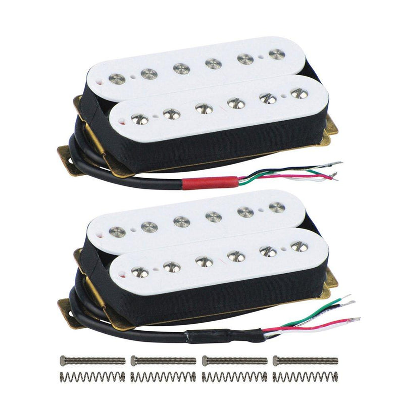 FLEOR Double Coil Humbucker Pickups Set Neck 50mm & Bridge 52mm Pickup Alnico 5 Magnet for Electric Guitar Humbucker Part, White neck + bridge pickups