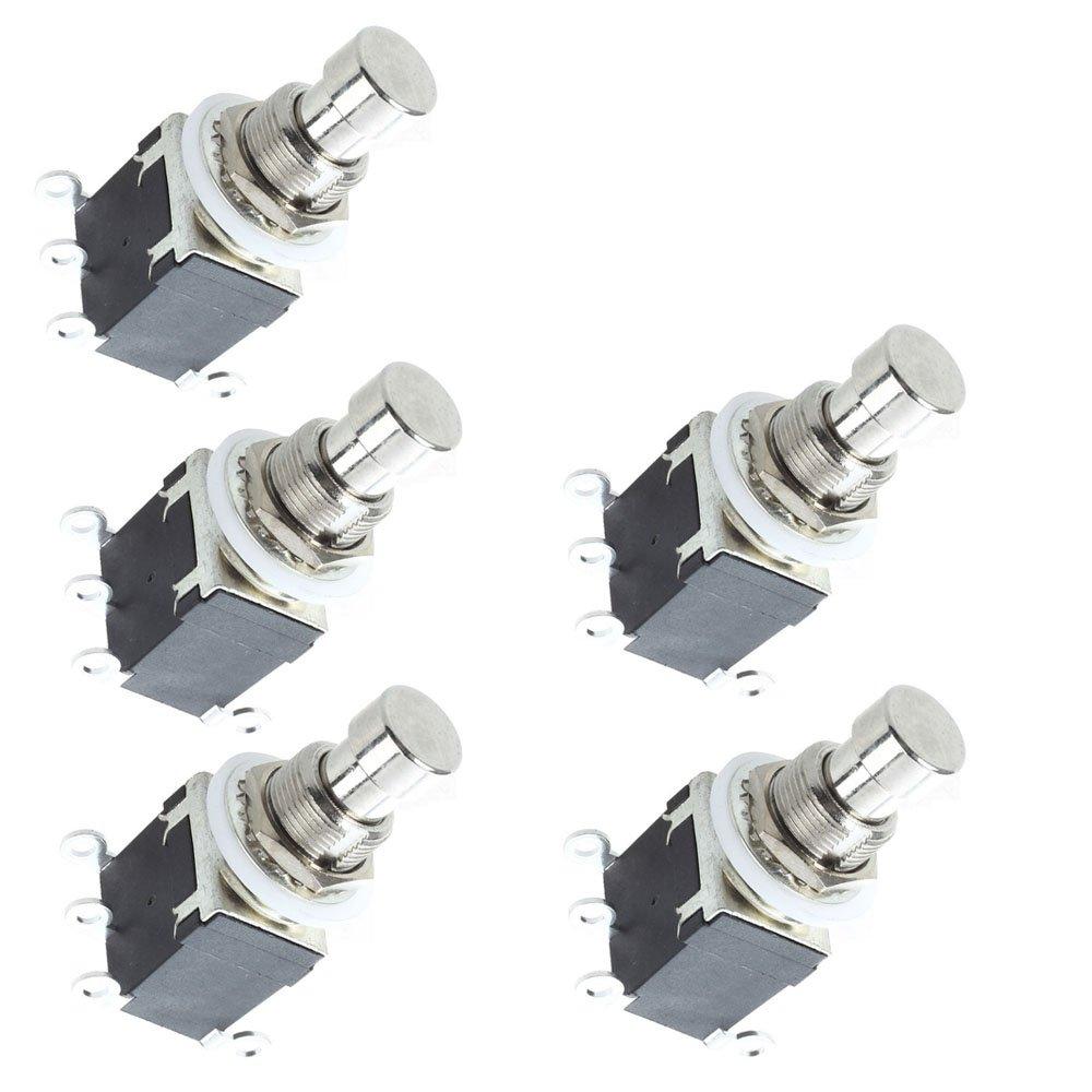 Mintice 5 X 6Pins DPDT Momentary Stomp Foot Switch for Guitar AC 250V/2A 125V/4A True Bypass Metal