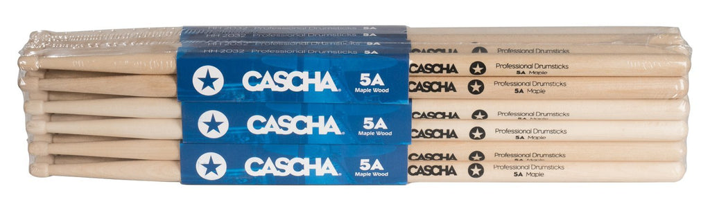 CASCHA professional drumsticks 5A robust maple sticks - drumsticks wood - professional drum accessories - drumsticks maple - drum sticks - drumsticks wooden head model 12 pair (24 pcs) 12 pair - Big Pack