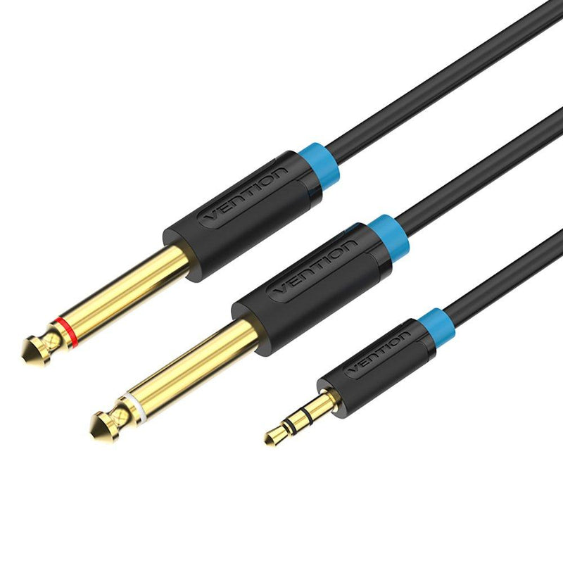 Double 6.35mm Mono Cable, Vention Aux Cabo 3.5mm 1/8 inch to Dual 6.35mm 1/4 inch Audio Splitter Digital Interface Cable Instrument Cable for Mixer Audio Recorder Electric Guitar Amplifier etc (1.5m) 1.5m