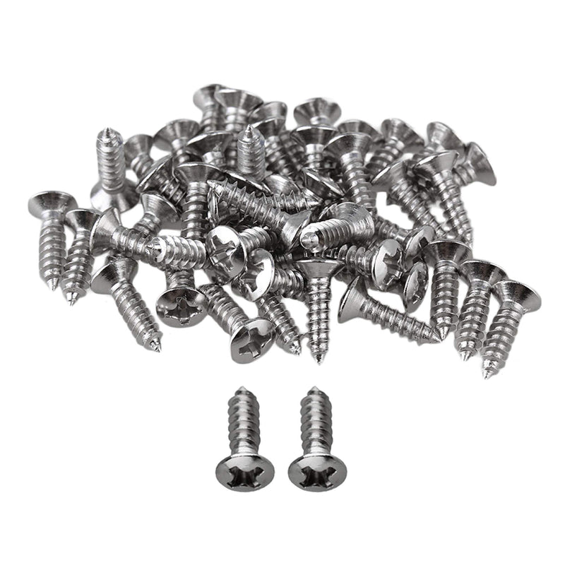 Yibuy Chrome Hard Guitar Bass Mounting Screws for Scratchplates Pickguard Set of 50