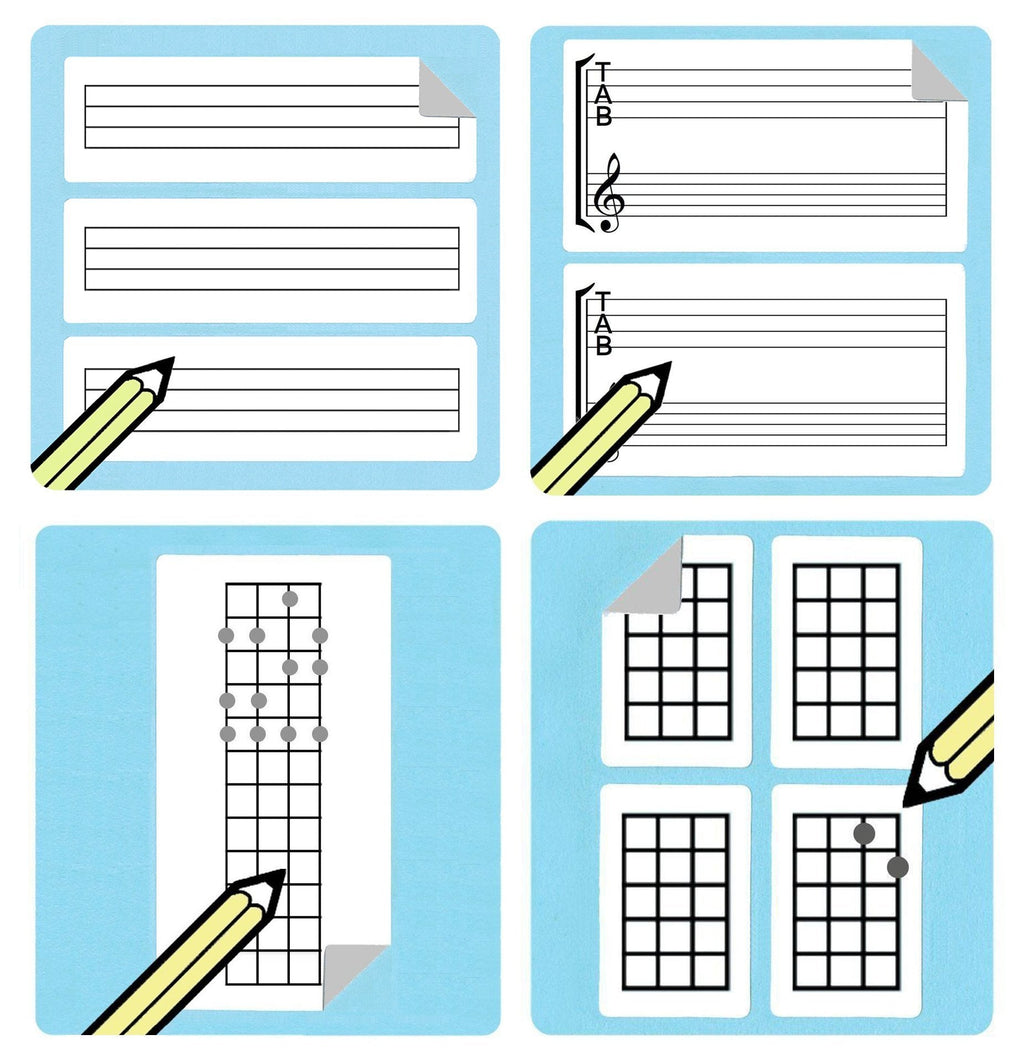 Ukulele and Bass Teacher and Student: Chord / Tablature / Fretboard Diagram Stickers Gift Pack. Great for budding Uke Players