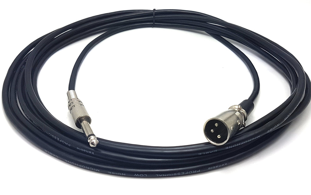 MainCore 5m Long 6.35mm ¼” Mono Jack Plug to XLR Male Instrument Cable (Available in 1m, 2m, 3m, 5m) (5m)