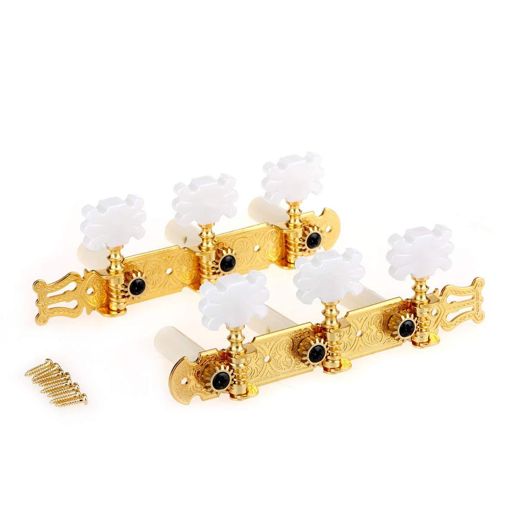 Musiclily Pro 3x3 Lyra Classical Guitar Tuners Tuning Machines Heads Pegs Keys, Gold