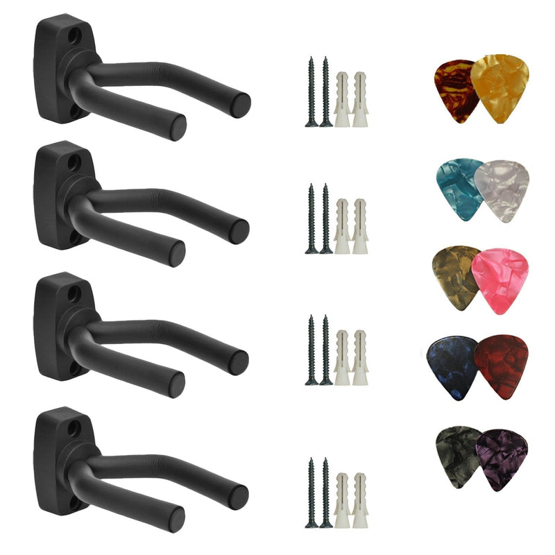 Guitar Hanger Hook Holder Wall Mount Display Acoustic Guitar Stand Ukulele Bass Mandolin Banjo Wall Mounts Hangers Black (1, 4+10) 1