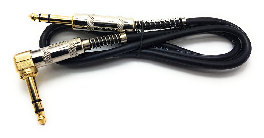 MainCore 1m Long Gold Plated Right Angle Stereo/Balanced Jack 6.35mm to 6.35mm Jack Cable Cord (1m)
