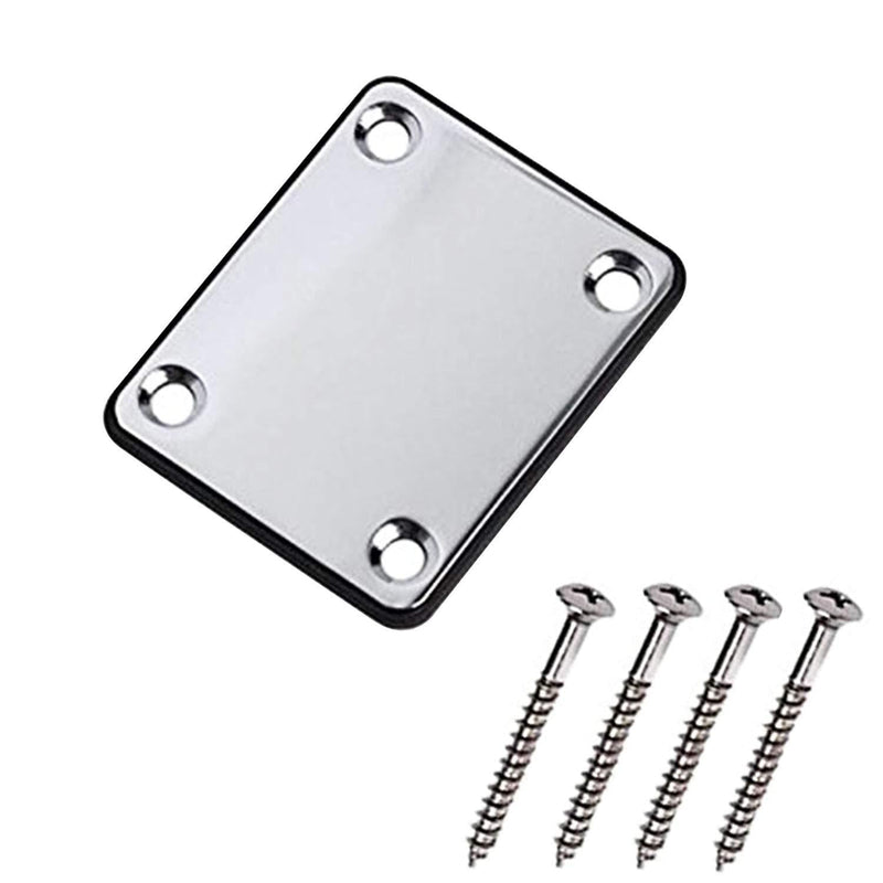 1 Set Electric Guitar Neck Plate with Screws for Strat Tele Guitar Precision,Jazz Bass Replacement chrome