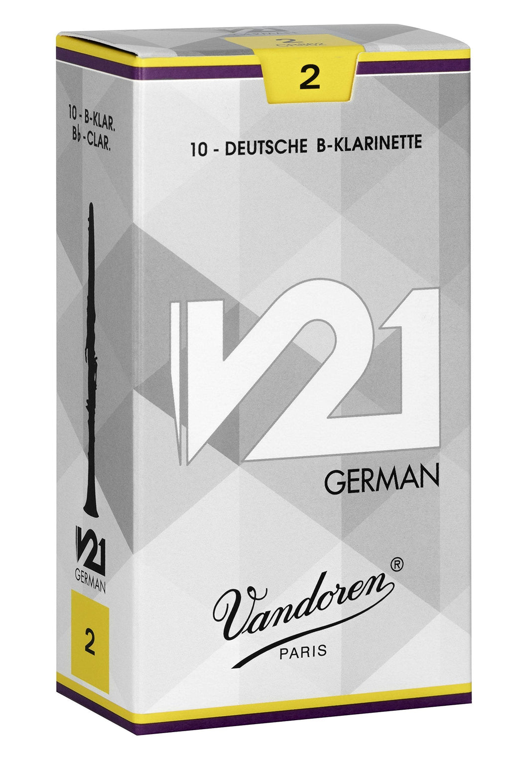 Vandoren CR862 V21 German Clarinet 2 Strength Reeds, 10 units,