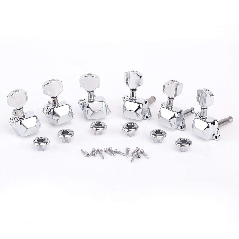 Musiclily 6 in Line Semi Sealed Guitar Tuners Tuning Pegs Keys Machine Heads Set for ST Squier Style, Chrome