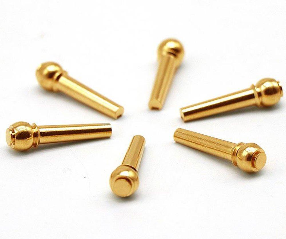 MINGZE Brass Acoustic Guitar Bridge Pins Endpin 6 Pieces，Replacement Parts Made of Copper