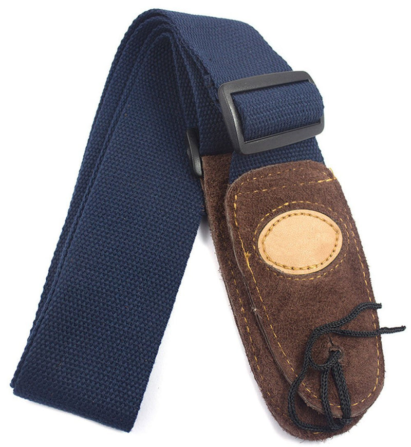 MINGZE Guitar Straps Adjustable At Both Ends of the Leather Solid Color for Bass Guitar & Electric Guitar (Blue) Blue