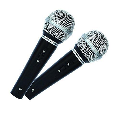 Mr Entertainer MKM222 Dynamic Handheld Karaoke Microphones (Pair). Perfect for use with Karaoke Machines (Black) Black
