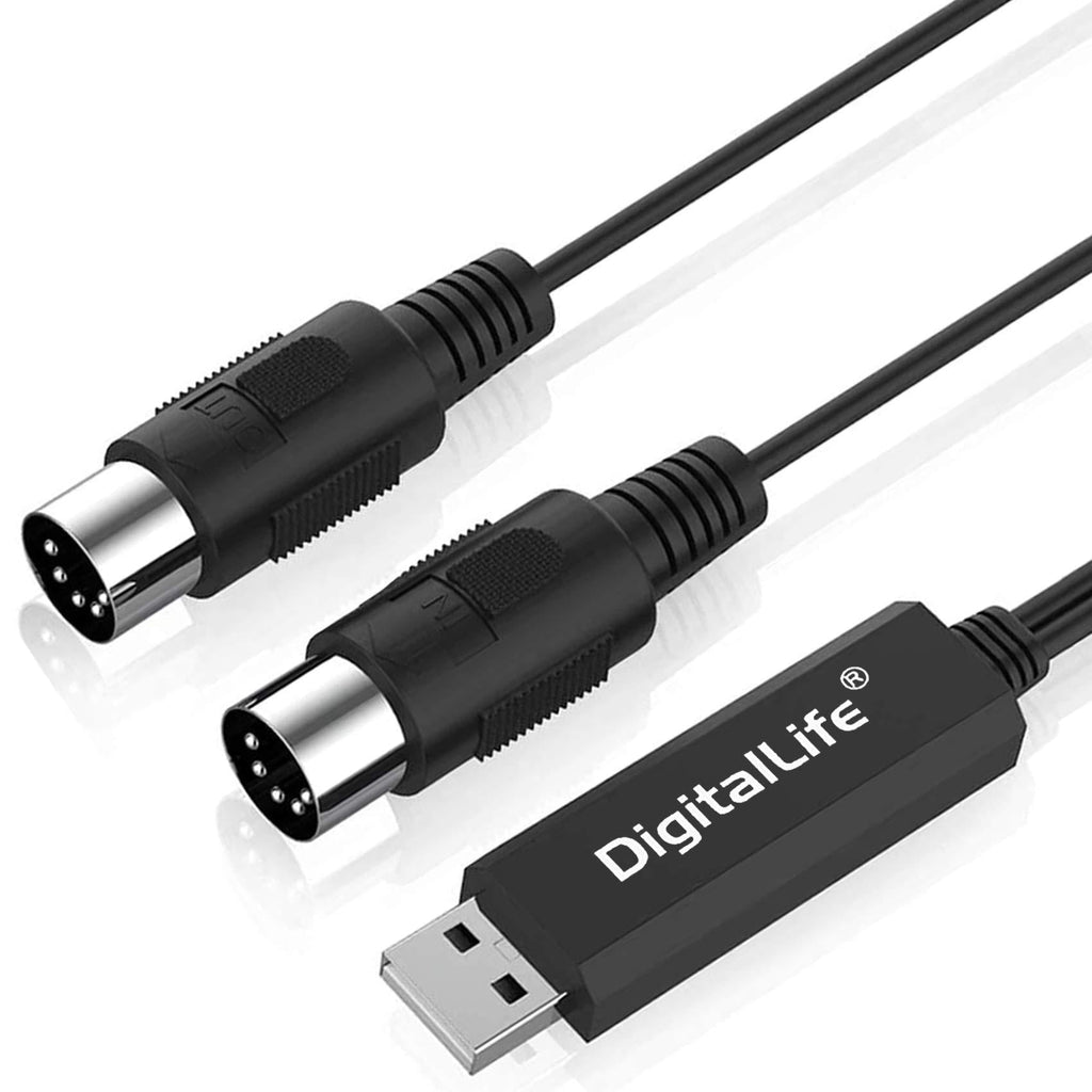 [AUSTRALIA] - USB MIDI Interface Cable - MIDI to USB 1 in 1 Out Cable Converter - for Music MIDI Keyboards Synthesizer Drum Home Music Studio(6.5 Ft /2M) 