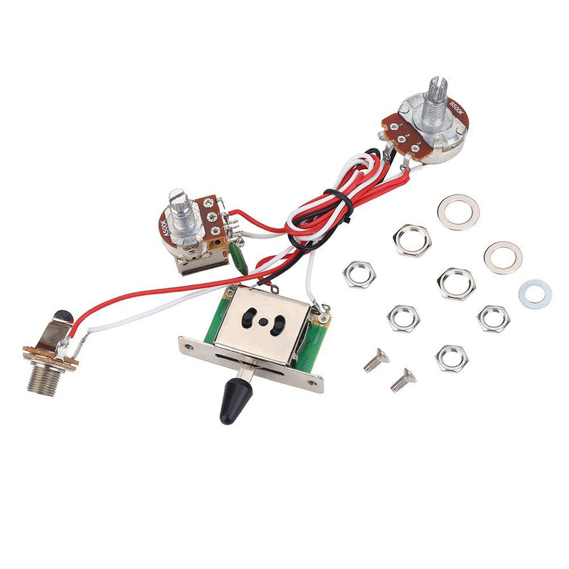 Guitar Way Switch, 3 Way Switch Guitar Switch Way 500 K Volume Tone Guitar Pre-wired Harness Kit with Base 0.94 inches