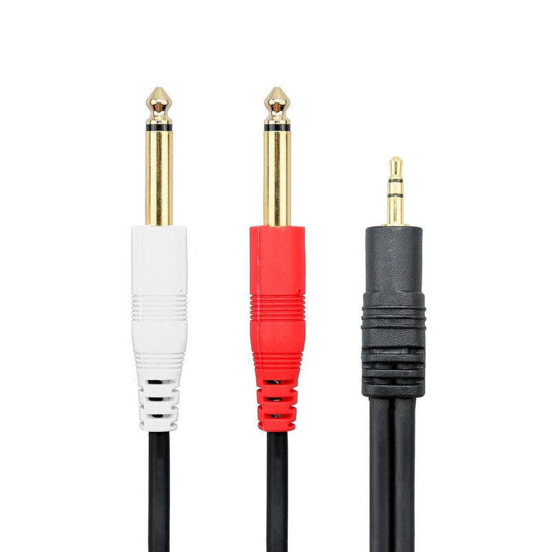 Baolongking 6.3mm Mono 1/4 inch Jack to 3.5mm Stereo Jack Audio Cable Instrument Cable Male to Male with Zinc Alloy Housing and Nylon braid (1M) 1M