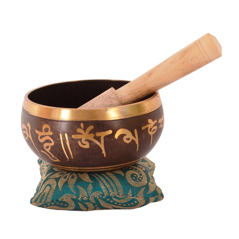 Purpledip Handmade 4 Inches Bell Metal Tibetan Buddhist Singing Bowl Musical Instrument For Meditation (11079)