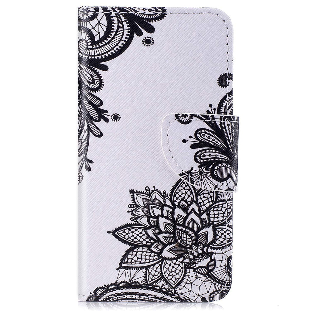 Sony Xperia L1 Wallet Case,Surakey Butterfly Flower PU Leather Flip Wallet Pouch Stand Credit Card ID Holders Magnetic Protective Case Cash Slots Cover Bumper for Sony Xperia L1,Black Flowers Black Flowers