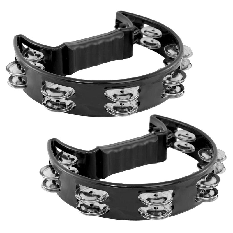 Tiger Pack of 2 Half-Moon Black Tambourines