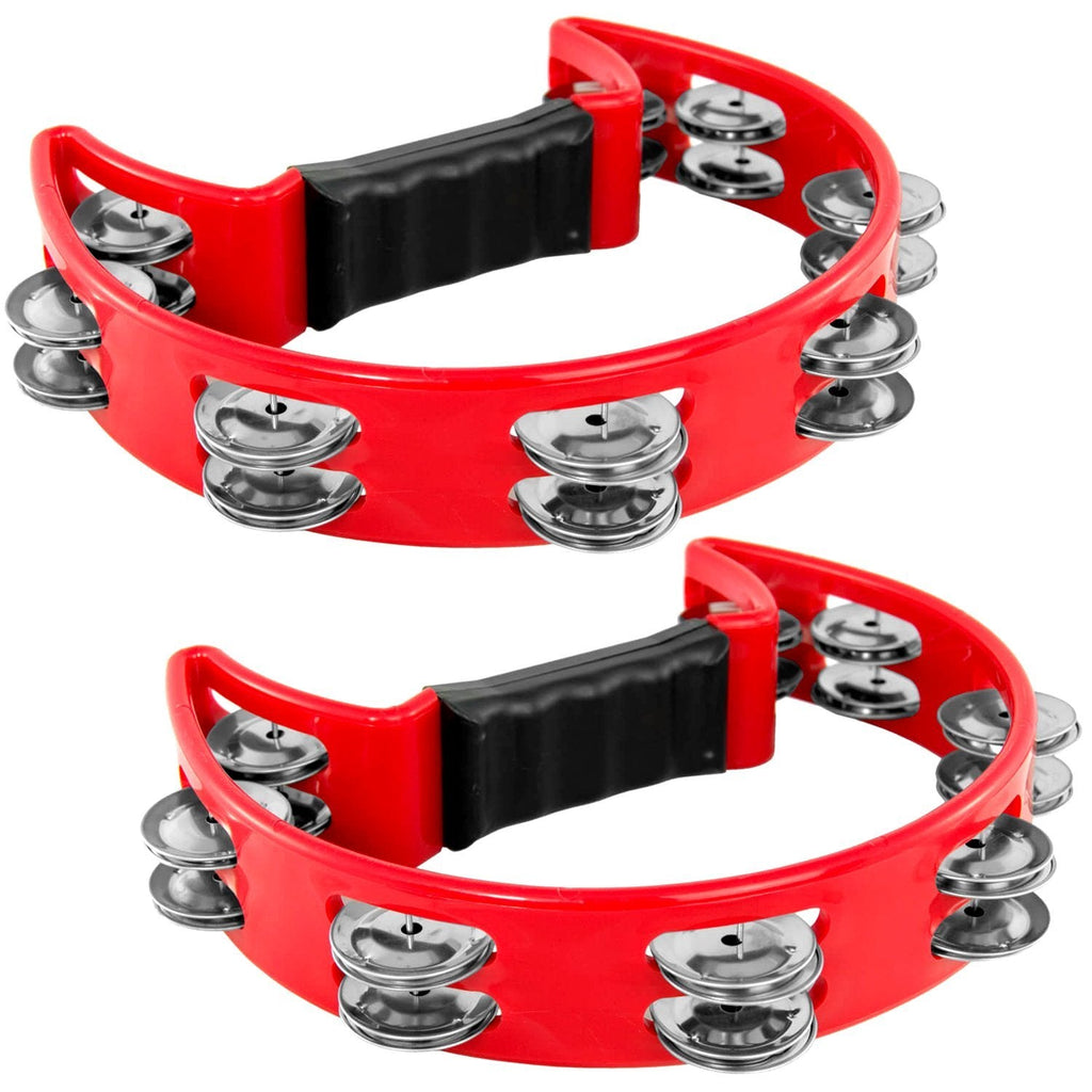Tiger Pack of 2 Half-Moon Red Tambourines
