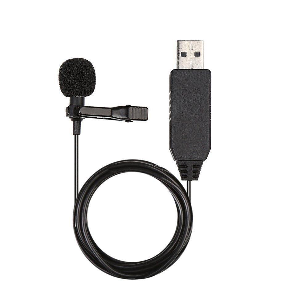 Mini Mic with USB Plug for Computer, USB Plug Interface Lapel Tie Clip Omnidirectional Condenser Microphone for Computer, Desktop, Laptop, PC (Black)