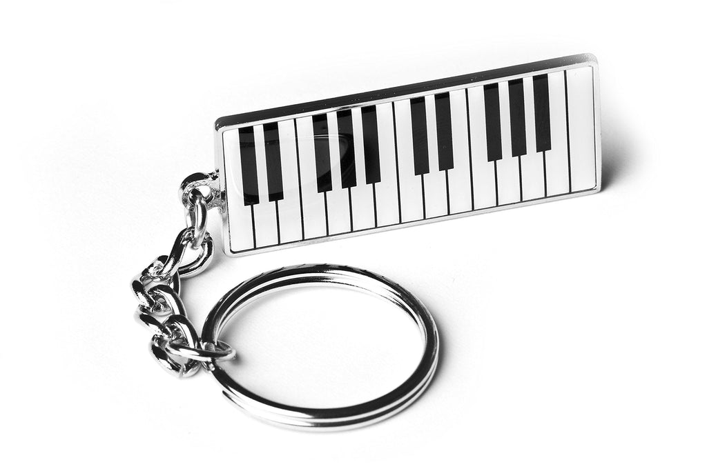 Piano Keyboard Metal Framed Keyring With Gift Pouch