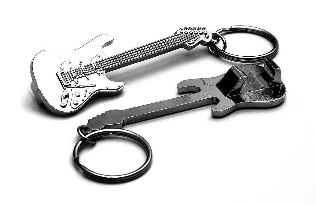Metal Bottle Opener Electric Rock Guitar with Keyring Attachment