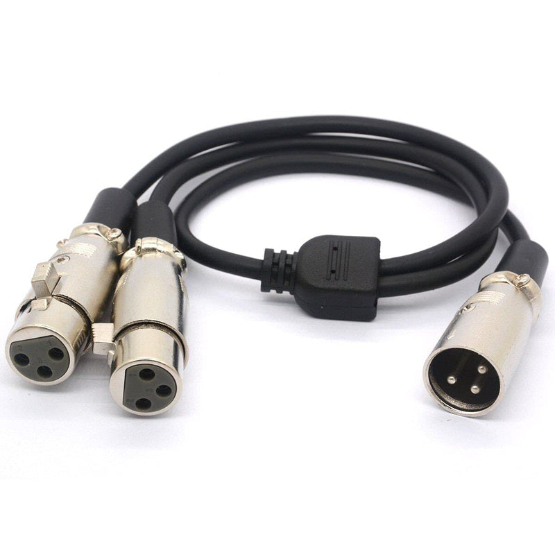 XLR Cable Y Splitter Adapter XLR Male To Dual XLR Female Y Extension Cords for Microphone Audio 50CM (1 Male To 2 Female)
