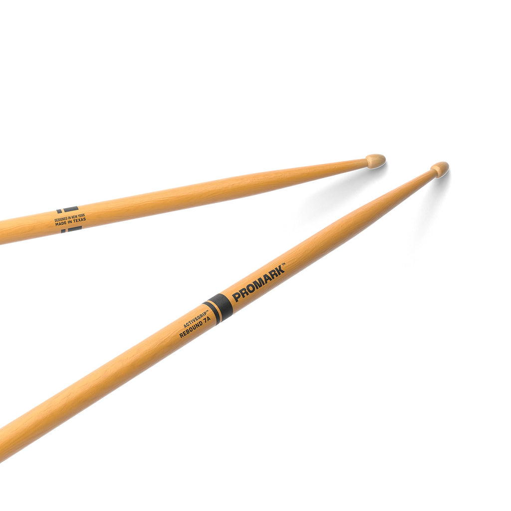 ProMark Drum Sticks - 7A Drumsticks - Drum Sticks Set - Acorn Wood Tip for Larger Sweet Spot - ActiveGrip Clear Hickory Drumsticks - Consistent Weight and Pitch - Great for Kids or Beginners - 1 Pair