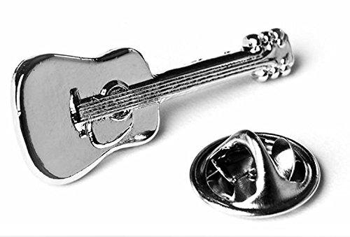 Polished Acoustic Guitar silver-plated pin badge gift musician conductor teacher student
