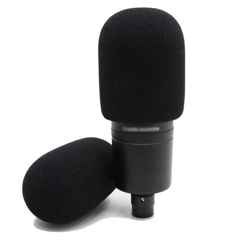 YOUSHARES Audiotechnica AT2020 Foam Mic Windscreen - 2 Pack Large Size Microphone Cover Pop Filter for Audio Technica AT2020 and Other Large Microphones (Black)