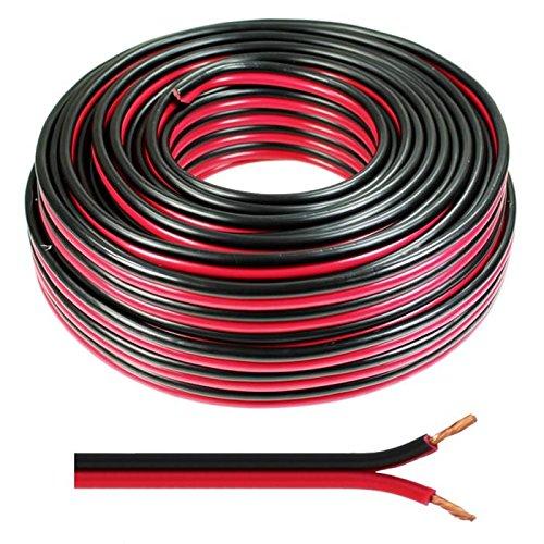 2 x 0.50mm Speaker Cable Wire4U® Figure 8, Quality, 50 Strands Wire In 10 20 50 100 Metres (10 metres, Red / Black) 10 metres