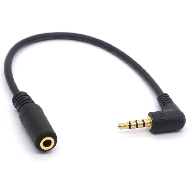 4 Pole 3.5mm TRRS Audio Stereo Cable, 90 Degrees Right Angled 3.5 mm Male To Female Adapter Cord