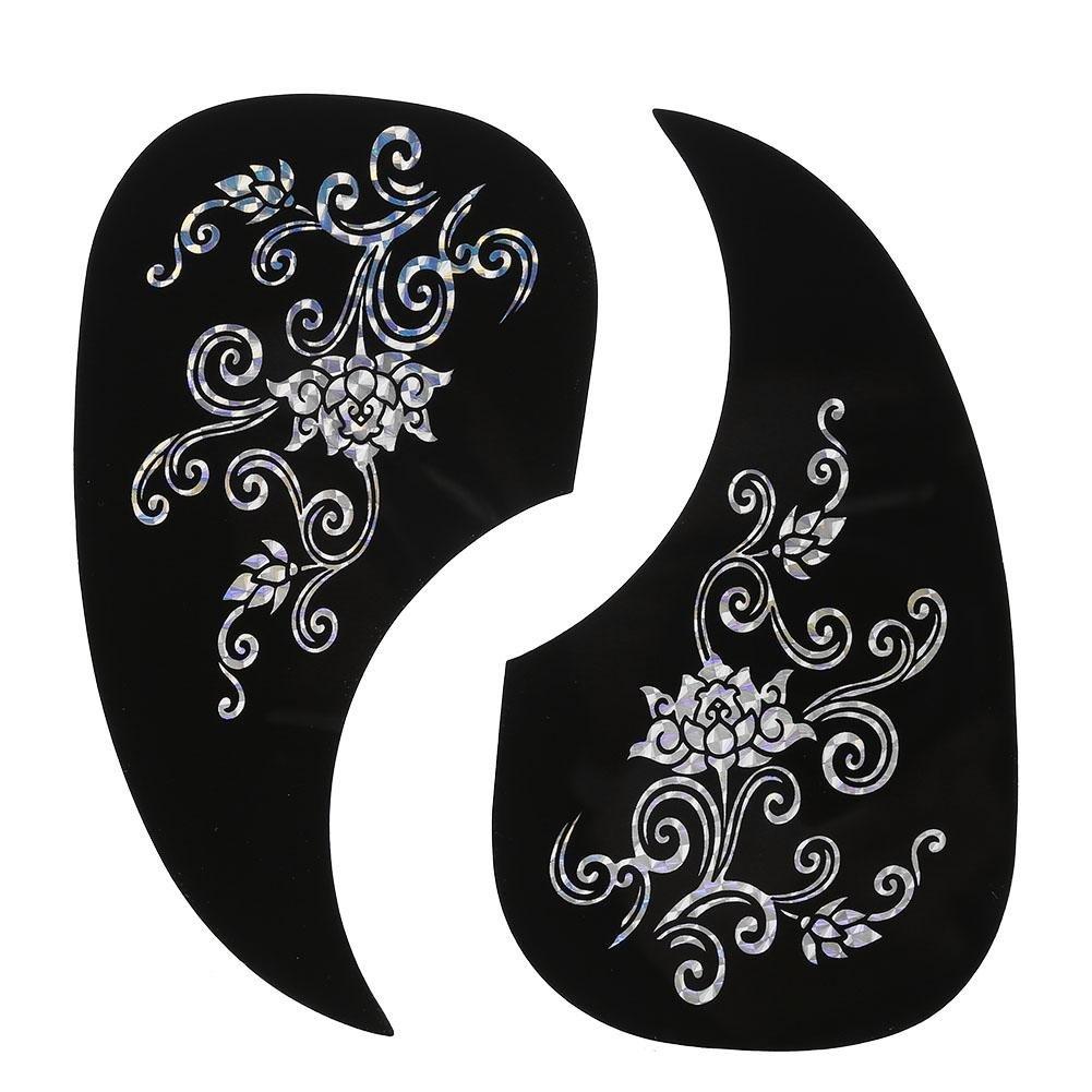 2Pcs Guitar Pickguard, Self-adhensive Comma Shape Guitar Pick Guard Sticker Protector for Acoustic Guitar (Silver)