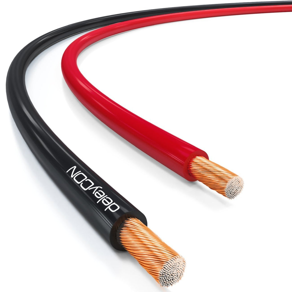deleyCON 10m (32.81 ft.) Loudspeaker Cable 2x 1.5mm² Speaker Cable CCA Copper-Coated Aluminium 2x48x0.20mm Filaments Polarity Marking - Red/Black 10 meters (32.81 ft.) Red / Black