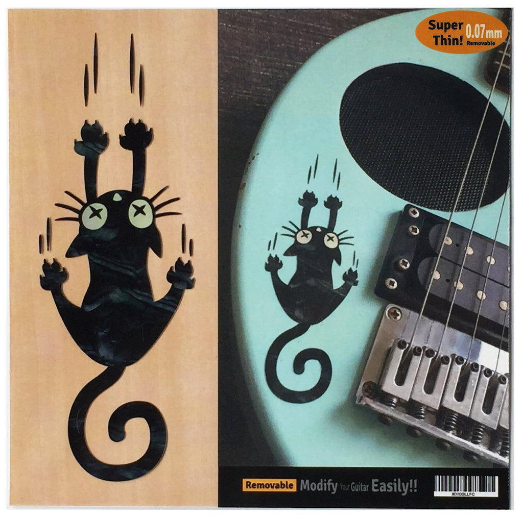 Ripping Slipping Cat Naughty Cat Guitar Ukulele Inlay Sticker Decal (BP)