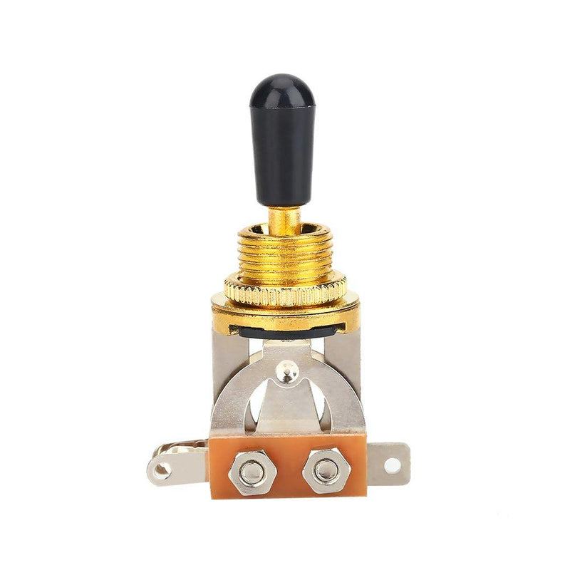 Dilwe Guitar 3 Way Toggle Switch, Metal Pickup Selector Toggle Switch with Black Tip Knob for LP Style Electric Guitar (gold)