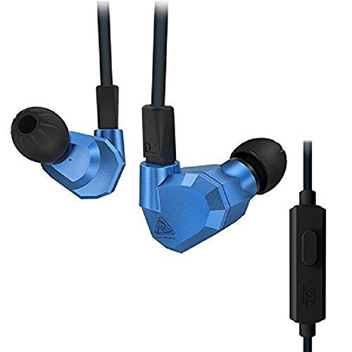 Quad Driver Headphones, WishLotus KZ ZS5 2DD+2BA Hybrid In Ear headset HiFi DJ Monitor Extra Bass, Detachable Cable Noise Canceling Earbuds (Blue with Microphone)