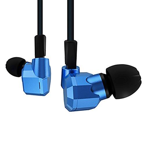 Quad Driver Headphones, WishLotus KZ ZS5 2DD+2BA Hybrid In Ear headset HiFi DJ Monitor Extra Bass, Detachable Cable Noise Canceling Earbuds (Blue without Microphone)